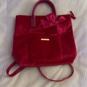 Juicy Couture Red Velvet Tote with Bow Accent